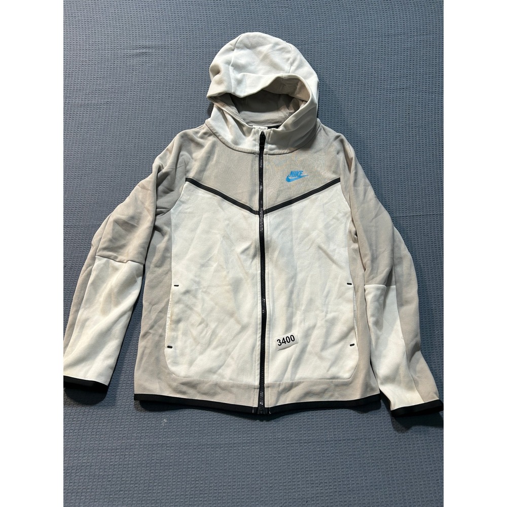 Nike Tech Fleece Full Zip Hoodie Mens XL Grey White